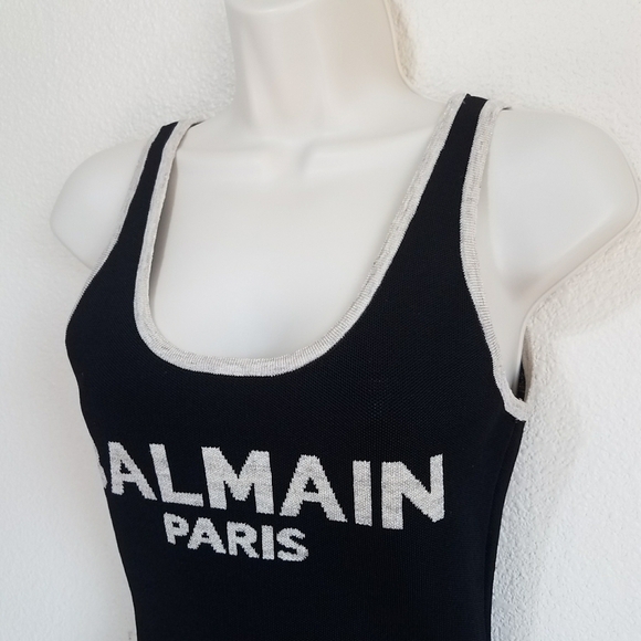 Authentic Balmain Paris Logo Linen Blend Knit Bodysuit - Picture 4 of 14